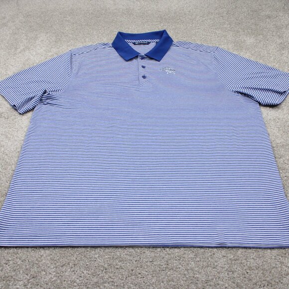 Cutter & Buck Polo Shirt Mens XL Blue/White Stretch S/S Golf Torrey Pines Logo - Picture 2 of 14